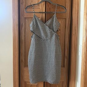H&M geometric black and white dress with cutouts